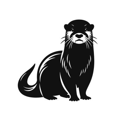 Nehir yaban hayatı klibi ve doğadan esinlenilmiş tasarımlar için su samuru siluetinin vektör çizimi