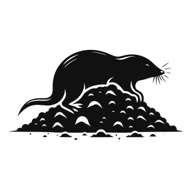 Tünel kazan hayvan sanatı için siyah vektör kazan köstebek silueti doğa klipleri ve yeraltı yaratık grafikleri