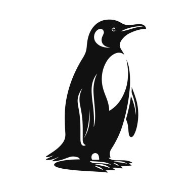 Antarktika yaban hayatının silueti ve uçamayan kuş sanatının vektör çizimi