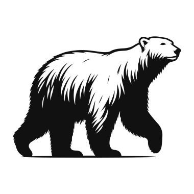 Yürüyen kutup ayısı silueti Kuzey Kutbu vahşi yaşam için siyah vektör yırtıcı hayvan soğuk iklim tasarımı.