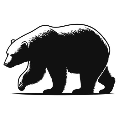 Kuzey Kutbu 'nda yaşayan kutup ayıları için kara vektör silueti. Soğuk iklim yırtıcı sanatı.