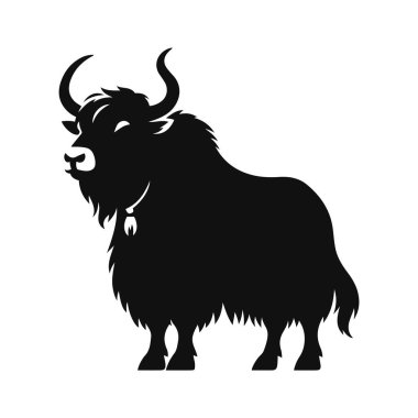 Soğuk bölge vahşi yaşam ve doğa sürüsü sanatı için öküz silueti siyah vektör.