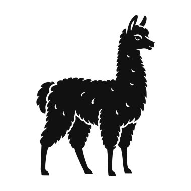 Andean yaban hayatı klibi ve çiftlik hayvanı sanatı için ayakta duran bir lama silueti.