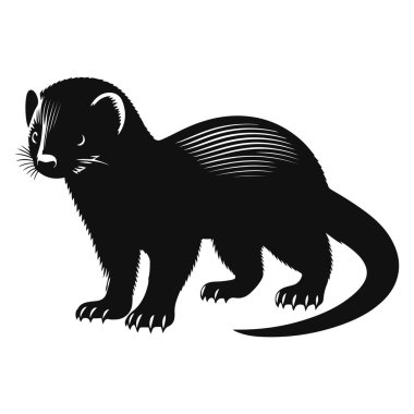 Yürüyen firavun faresi silueti Afrika vahşi yaşamı için siyah vektör yırtıcı hayvan ve doğa tasarımı