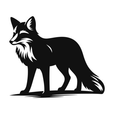 Kurnaz hayvan sanatı ve orman doğası için tilki siluetinin vektör çizimi.