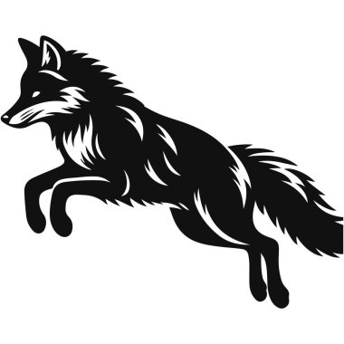 Vahşi yaşam için sıçrayan tilki silueti kara vektör hızlı yırtıcı hayvan hareketi doğa sanatı