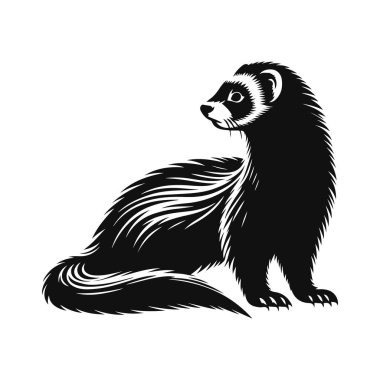 Gelincik silueti uyarısı evcil hayvan ya da vahşi hayvan kliması doğa tasarımı ve sinsi vücut şekli için siyah vektör oluşturur.