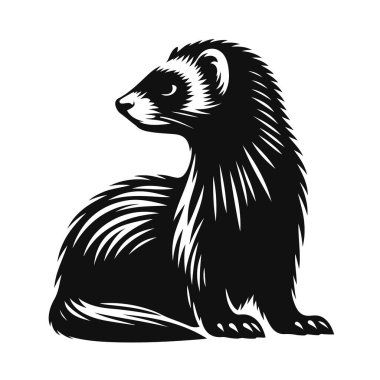 Gelincik silueti uyarısı evcil hayvan ya da vahşi hayvan doğası tasarımı ve zayıf vücut şekli grafikleri için siyah vektör oluşturur