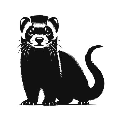 Dağ gelinciği siluetinin vektör çizimi evcil hayvan klipsi ve vahşi doğa tasarımı için tetikte duruyor