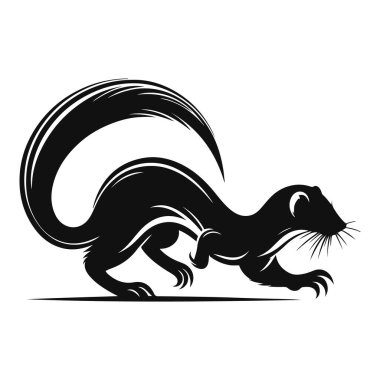 Kara vektör silueti orman ya da tarla için gelincik vahşi yaşam Clipart ve küçük yırtıcı sanat