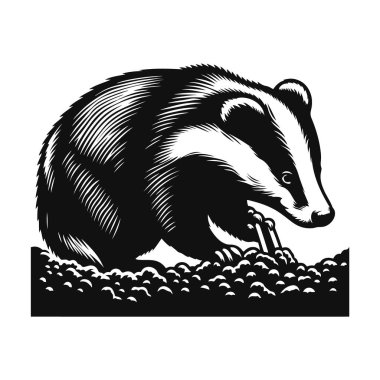 Orman yaban hayatı için kazma porsuk silueti ve oyuk kazma hayvan sanatı