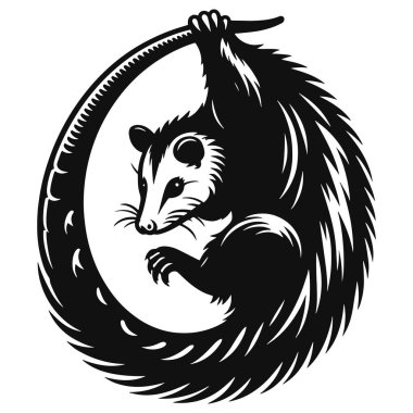 Keseli sıçan silueti gece keseli vahşi yaşam için siyah vektör asıyor. Hayvan ve doğa tasarımı.