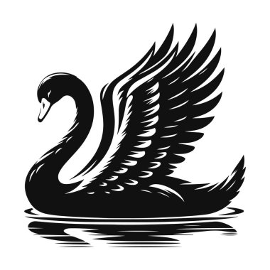 Süzülen kuğu siluetinin vektör çizimi zarif su kuşları için yaban hayatı zirvesi ve zarafet doğa sanatı