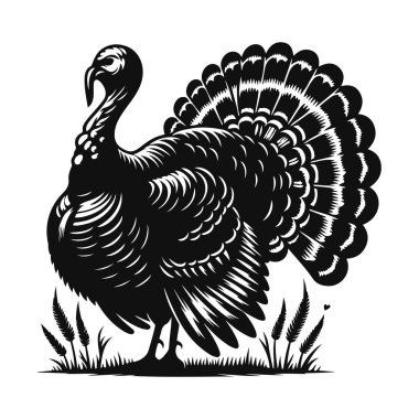 Çiftlik yaban hayatı için ayakta duran Türkiye silueti kuş büyük hayvan ve doğa tasarımı