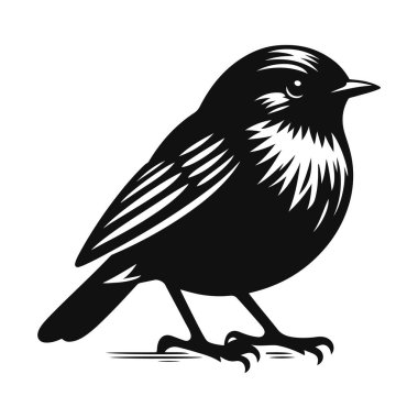 Bahçe kuşu yaban hayatı klibi ve bahar doğa tasarımı için Robin Silueti 'nin vektör çizimi