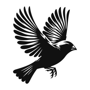Uçan ispinoz siluetinin vektör çizimi. Küçük kuş ve doğal hayvan sanatı için.