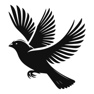 Uçan ispinoz silueti küçük yaban kuşları için siyah taşıyıcı.