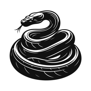 Vahşi yaşam için sıkıca sarmalanmış piton siluetinin vektör çizimi ve sürüngen hayvan sanatı