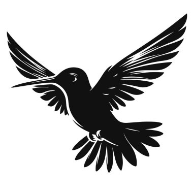 Tropikal Vahşi Yaşam ve Doğa Tozlaştırıcı Kuş Clipart için Siyah Vektör Silueti