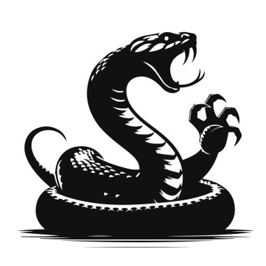 Çıngıraklı yılan siluetinin vektör çizimi çöl yaban hayatı ve zehirli hayvan sanatı için greve hazır.