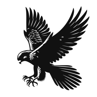 Dağ yaban hayatı ve yırtıcı hayvan doğa tasarımı için uçan siyah vektör.