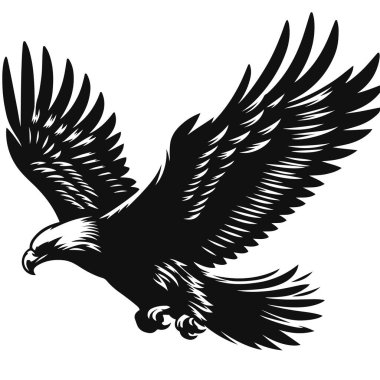 Kara vektör silueti süzülen kartal dağ yaban hayatı kliması ve kuş avcılığı sanatı için