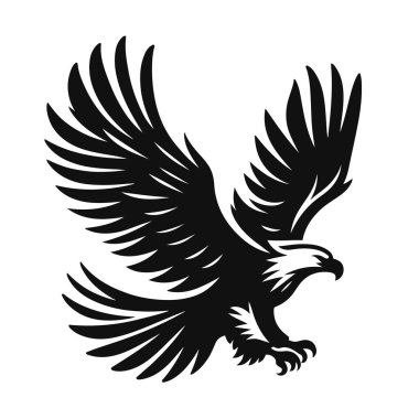 Kartal silueti dağ yaban hayatı için yükselen siyah vektör kuş avcısı hayvan ve doğa tasarımı