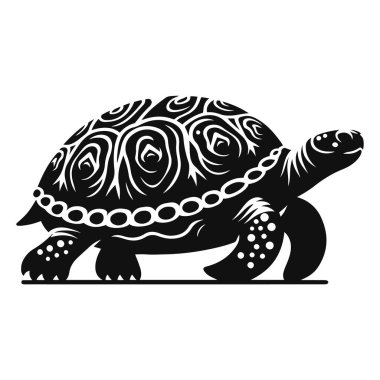 Kaplumbağa silueti su yaban hayatı için yürüyen siyah taşıyıcı sürüngen yavaş hayvan ve doğa tasarımı