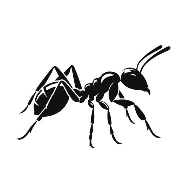 Böcek yaşamı için yürüyen siyah taşıyıcı karınca silueti küçük hayvan doğası ve koloni tasarımı.