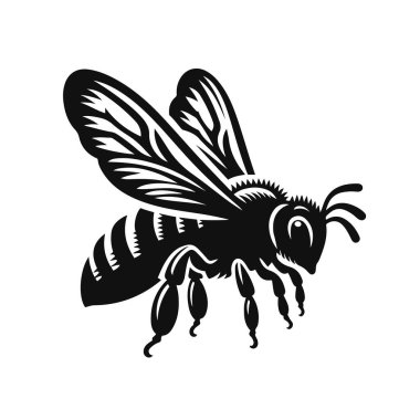Tozlaştırıcı hayvan klipsi ve böcek yaban hayatı sanatı için uçan arı siluetinin vektör çizimi