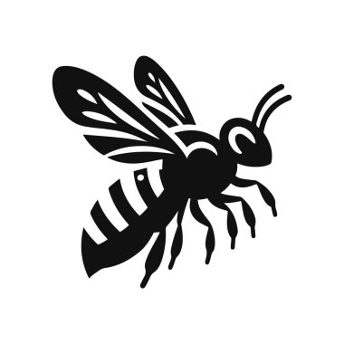 Böcek yaban hayatı ve bahçe tasarımı için uçan arı silueti.