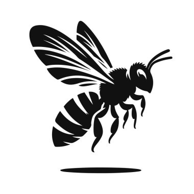 Böcek yaban hayatı için uçan siyah taşıyıcı arı silueti. Tozlaştırıcı hayvan doğası ve bahçe tasarımı.