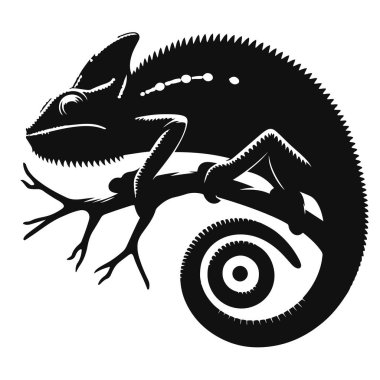 Tropikal yaban hayatı klibiyle renkli hayvan sanatı dalında bukalemun siluetinin vektör çizimi