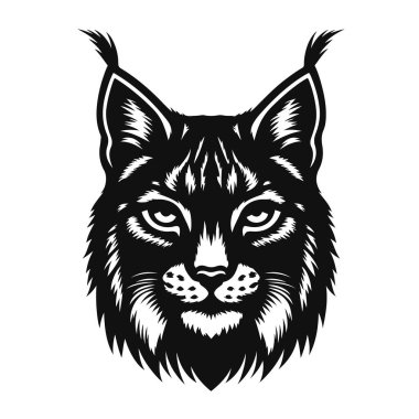 Vaşağın siyah vektör silueti orman yaban hayatı klipsi ve vahşi kedi sanatı için kulakları kabarık.