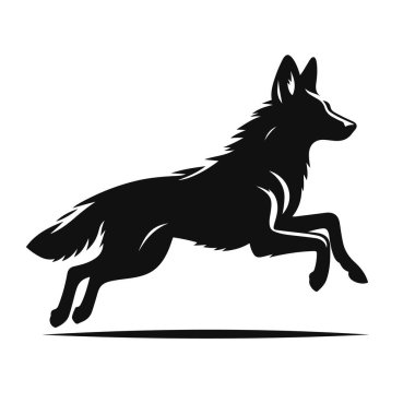 Afrika vahşi doğası için koşan vahşi köpeğin silueti ve hızlı yırtıcı sanatı.