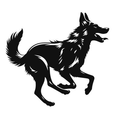 Vahşi köpek silueti Afrika vahşi yaşamı için siyah vektör çalıştıran hızlı yırtıcı hayvan ve doğa yaratık tasarımı