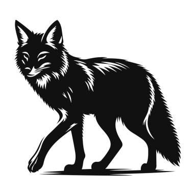 Savannah Vahşi Yaşam Klübü ve yırtıcı doğa grafikleri için yürüyen çakal siluetinin vektör çizimi