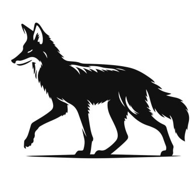 Savannah yaban hayatı klibi ve yırtıcı hayvan sanatı için yürüyen çakal silueti.