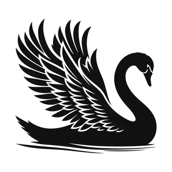 Vahşi yaşam için süzülen kuğu silueti ve zarif su kuşu doğa tasarımı.