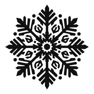 Noel süslemesi için altı noktalı siyah vektörlü zarif bir kar tanesi.