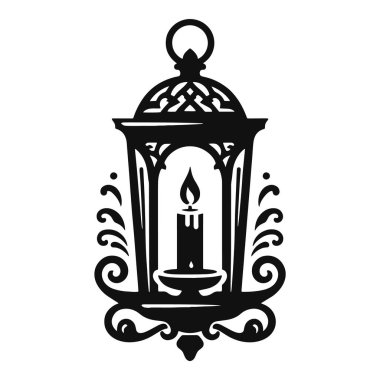 Noel mumu tutacağı silueti. Tatil dekorasyonu için siyah mum taşıyıcısı.