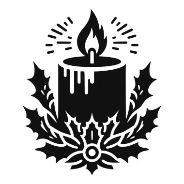 Festivalsel tasarım için alev vektörlü basit mum silueti