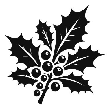 Bayram tasarımı için böğürtlen vektörlü sade Holly yaprağı silueti