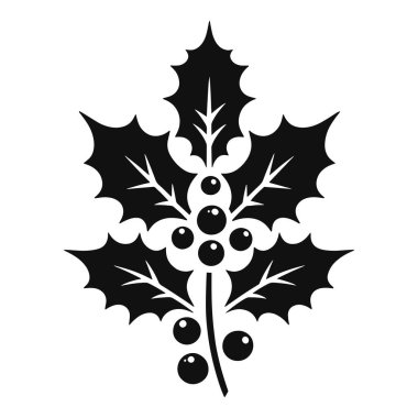 Bayram dekorasyonu için böğürtlenli Holly yaprağı silueti.