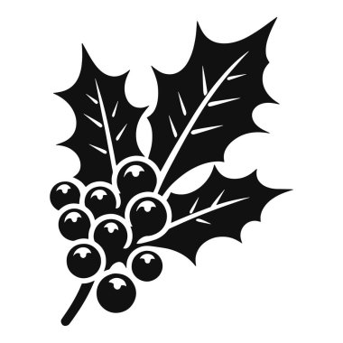 Bayram dekorasyonu için böğürtlenli kutsal Noel yaprağı silueti siyah vektör