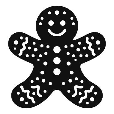 Noel kurabiyesi adam kurabiye silueti bayram tasarımı için siyah vektör