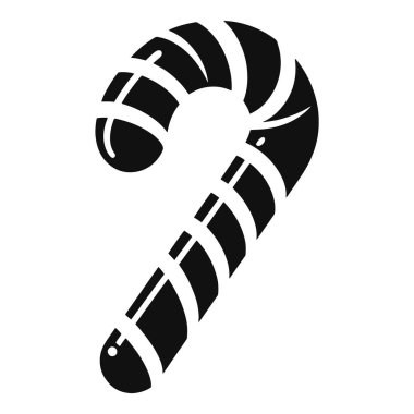 Noel şekeri kamışı silueti, bayram dekorasyonu için siyah yay vektörü.