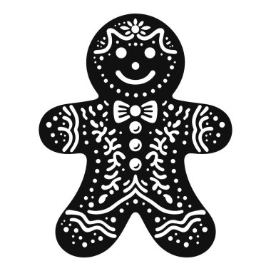 Noel kurabiyesi temaları ve bayram pişirme klipleri için kremalı zencefilli adam silueti.