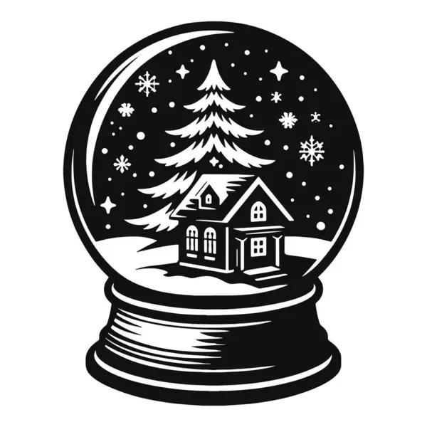 Sihirli Noel küresi silueti sezonluk dekor için siyah vektör