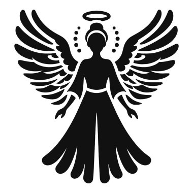 Noel süslemesi için kanatları ve halesi olan zarif bir Noel meleği silueti.